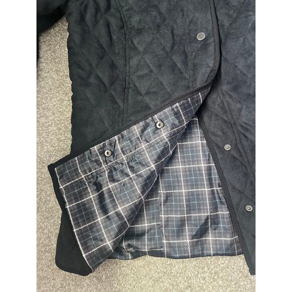 Isaac Mizrahi Live! Faux Suede Quilted Barn Jacket Black Chore Womens Size Small - Picture 3 of 8